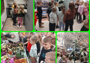Dzieci z grupy Tropiciele podczas zwiedzania sklepu.