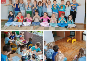 Kolaż zdjęć dzieci z grupy Misie z okazji Dnia Autyzmu.