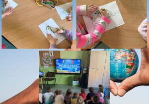 Kolaż przedstawia realizację programu „Czyste Powietrze Wokół Nas” w grupie Motylków
