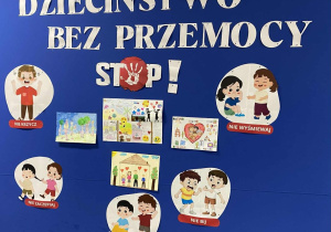 Tablica z informacjami Dzieciństwo bez Przemocy.