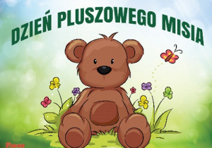 Brązowy miś ryzunkowy siedzący na trawie