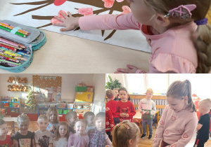 Kolaż przedstawia aktywności Stokrotek, klas I i Misiów w Tygodniu Życzliwości