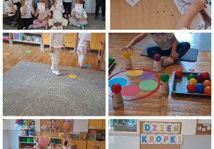 Dzieci z grupy Stokrotki podczas zabaw z okazji Dnia Kropki