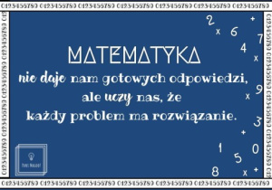 Grafika przedstawiająca napis matematykna na granatowym tle.
