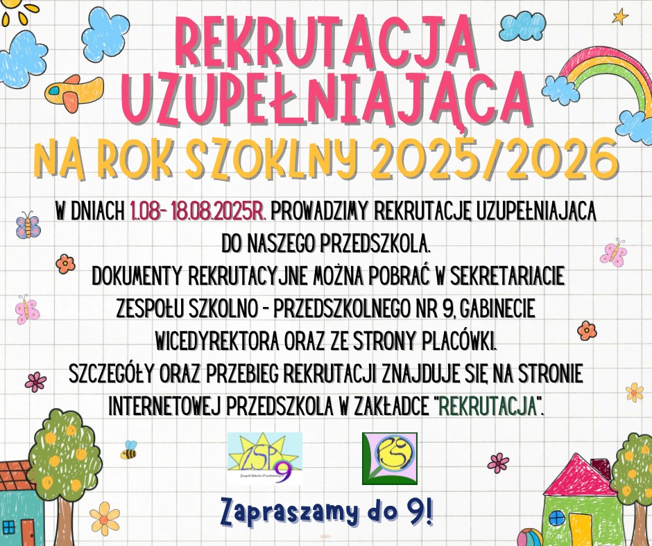 plakat przedstawia terminy rekrutacji do przedszkola
