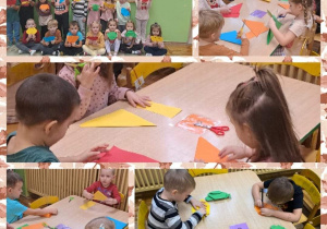 Dzieci z grupy Krasnale wykonały z papierowych kółek muchomora, następnie pozowały do zdjęcia ze swoimi pracami.