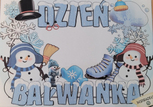 Zimowa ilustracja z napisem Dzień Bałwanka.