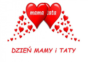 Grafika przedstawia napis „Dzień May i Taty”.