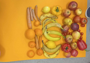 Realizacja zadania nr 2.– próba odtworzenia obrazu za pomocą owoców i warzyw.