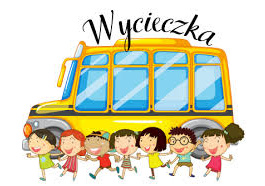 Na zdjęciu przedstawiony jest autobus z grupą dzieci oraz napisem wycieczka.