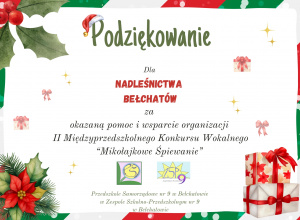 Świąteczne podziękowanie dla Nadleśnictwa Bełchatów