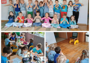 Kolaż zdjęć dzieci z grupy Misie z okazji Dnia Autyzmu.