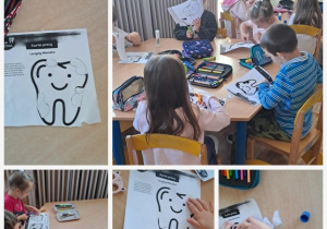 Misie wykonują kartę pracy – leczymy chory ząbek.