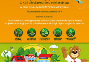 Certyfikat programu Kubusiowi Przyjaciele Natury
