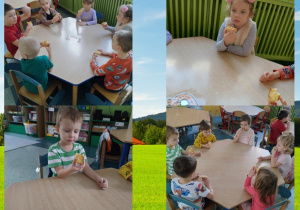 Kolaż przedstawia aktywności Motylków podczas realizowania modułów projektu