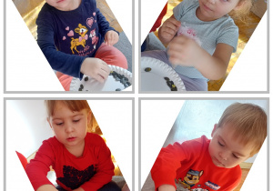 Kolaż ze zdjęciami dzieci, które kosztują pestki dyni.