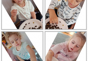 Kolaż z dziećmi, które próbują pestki dyni.