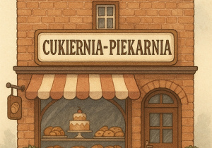Na zdjęciu przedstawiony jest budynek cukierni- piekarni.