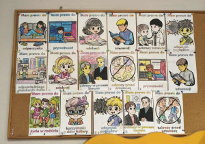 Tablica przedstawiająca prace plastyczne grupy Misie.