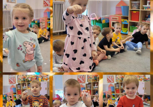 „Co mnie spotka w najbliższej przyszłości” kolaż zdjęć dzieci z wylosowanymi magicznymi numerkami