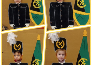 Kolaż z przedszkolakami pozującymi w foto budce.