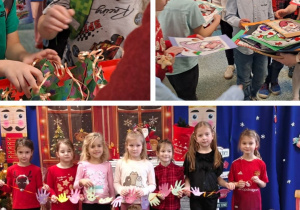 Kolaż przedstawia aktywności Motylków i klas I w Tygodniu Życzliwości