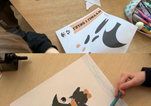 Dzieci wykonują kreatywne prace plastyczne związane z pingwinami