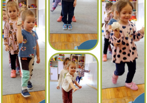 Kolaż ze zdjęciami, na których dzieci wrzucają papierowe kul do kosza.