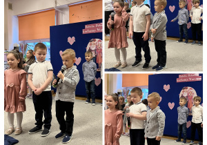 Dzieci mówią swoje wierszyki do mikrofonu.