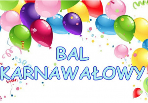Grafika przedstawia napis „Bal Karnawałowy”.