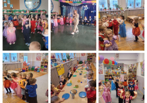 Dzieci z grupy "Biedronki" podczas zabawy karnawałowej.