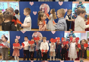 Dzieci z grupy Stokrotki podczas występu z okazji Dnia Babci i Dziadka.