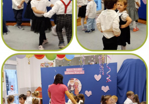 Kolaż prezentujący dzieci w trakcie tańca.