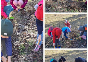 Dzieci poszukują oznak wiosny