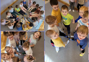 Zdjęcia dzieci prezentujących swoje kolorowe skarpetki