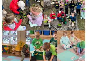 Dzieci z grupy Żabki podczas aktywności z okazji Pierwszego Dnia Wiosny.