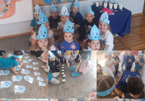 Kolaż zdjęć aktywności dzieci z grupy Stokrotki z okazji Dnia Wody