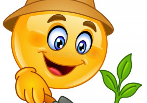 Obrazek słoneczka sadzącego kwiatka .