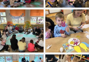 Kolaż zdjęć ze spotkania wielkanocnego w grupie Misie