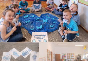 Dzieci z grupy Stokrotki podczas zajęć z okazji Dnia Autyzmu