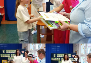 Kolaż zdjęć dziewczynek odbierających nagrodę za udział w konkursie „W zdrowym ciele – zdrowy duch.”