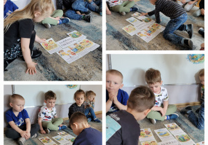 Kolaż zdjęć dzieci układających kodeks ekologa.