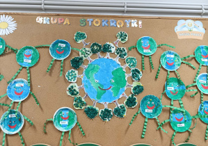 Prace plastyczne dzieci stworzone z okazji Dnia Ziemi.