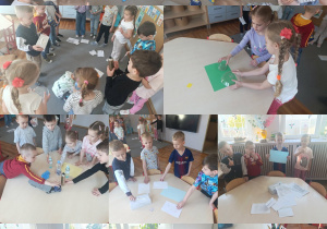 Kolaż zdjęć przedstawiający dzieci z grupy Misie podczas obchodów Dnia Ziemi.