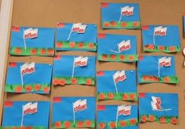 Wystawa Flag zrobionych przez dzieci z grupy Słoneczka.