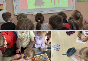 Kolaż przedstawia Smerfy podczas aktywności związanych z kolejnym modułem projektu