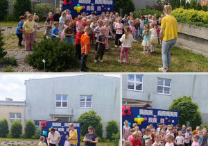 Kolaż przedstawia przebieg konkursu wokalnego w ogrodzie