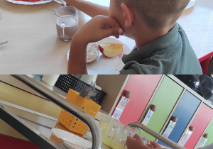 Dzieci z grupy Misie - samodzielne komponowanie posiłku w przedszkolu.