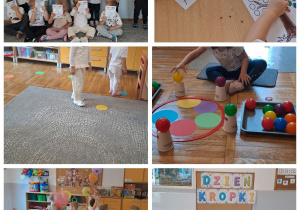 Dzieci z grupy Stokrotki podczas zabaw z okazji Dnia Kropki