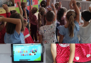 Dzieci z grupy Misie podczas obchodów Dnia Kropki w przedszkolu